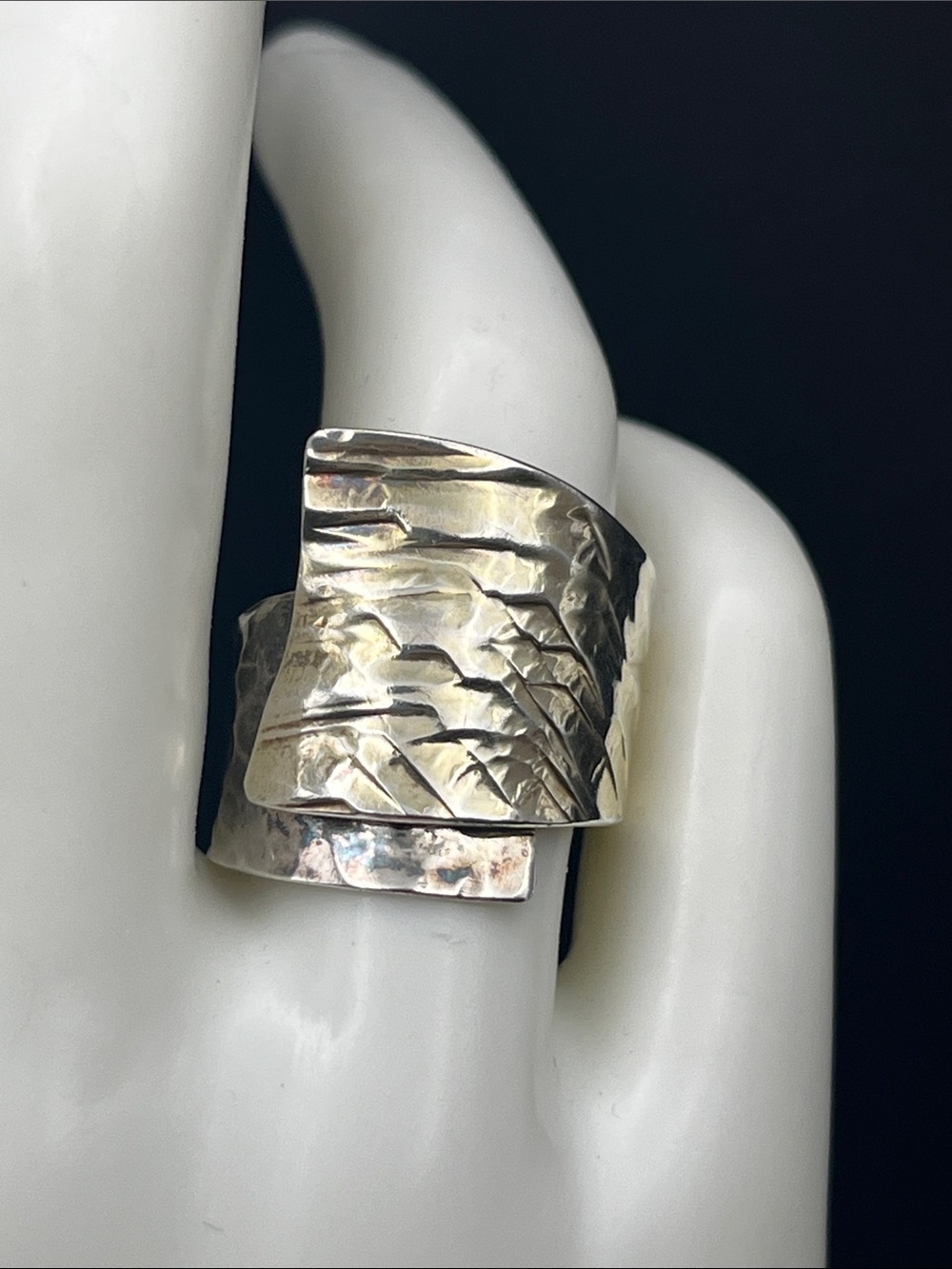 Sterling Silver Textured Wrap Around Ring